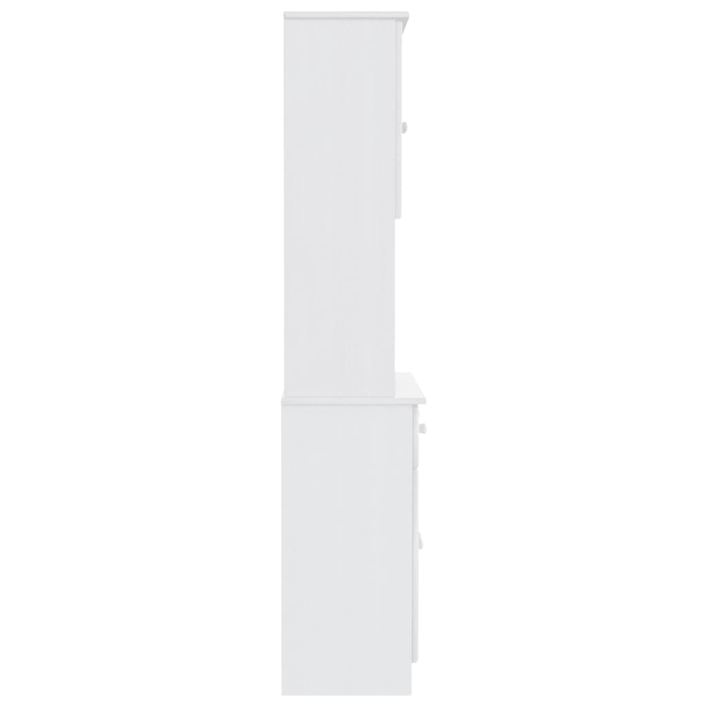  Highboard ALTA Weiß 77x35x165 cm Massivholz Kiefer