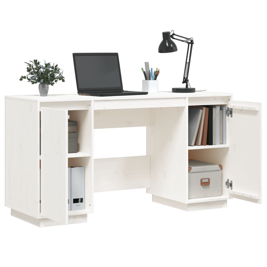  Schreibtisch Weiß 140x50x75 cm Massivholz Kiefer