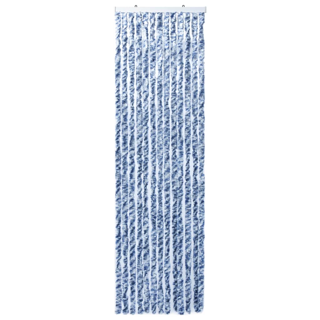  Insektenschutz-Vorhang Blau und Weiß 90x200 cm Chenille