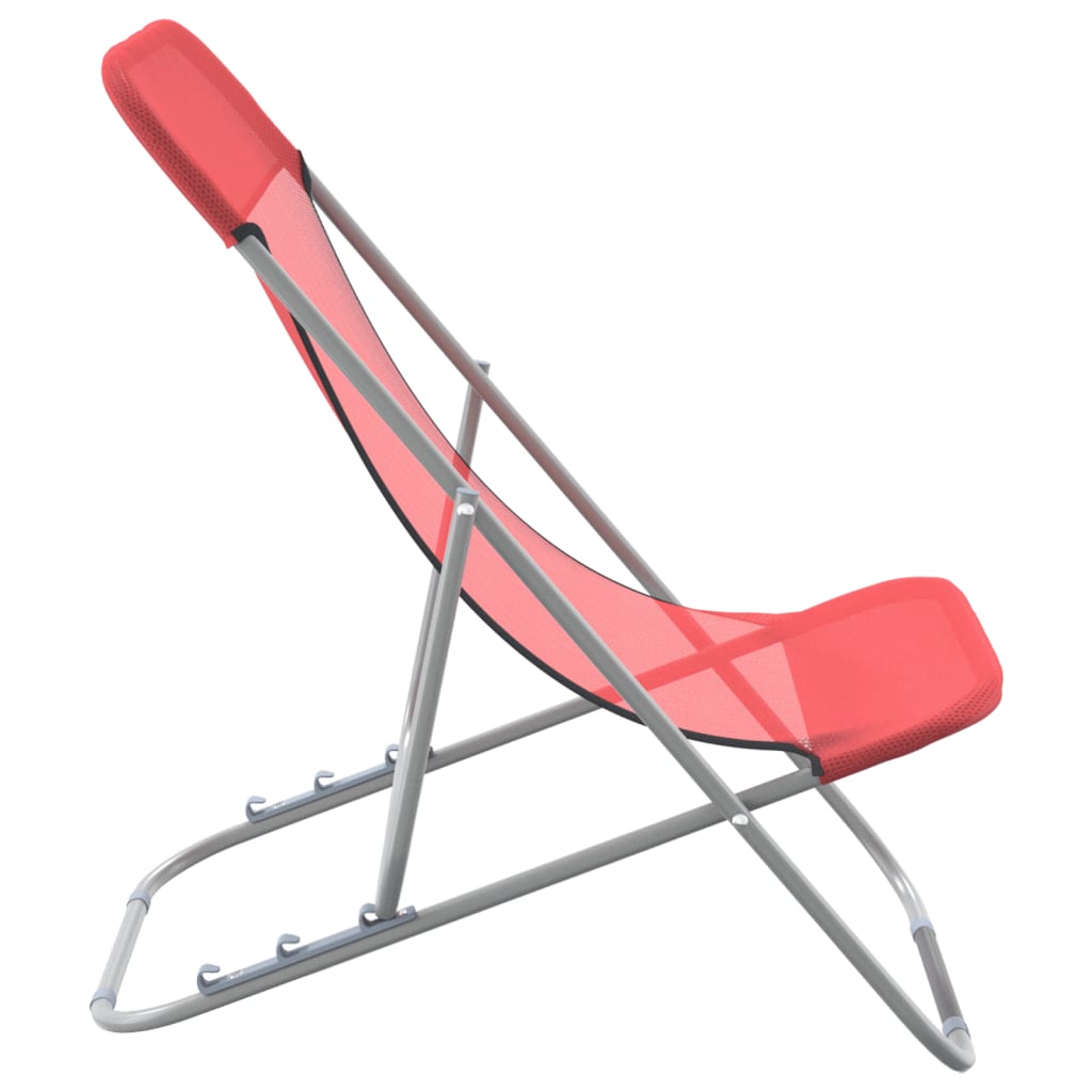  Strandstühle 2 Stk. Rot Textilene & Pulverbeschichteter Stahl