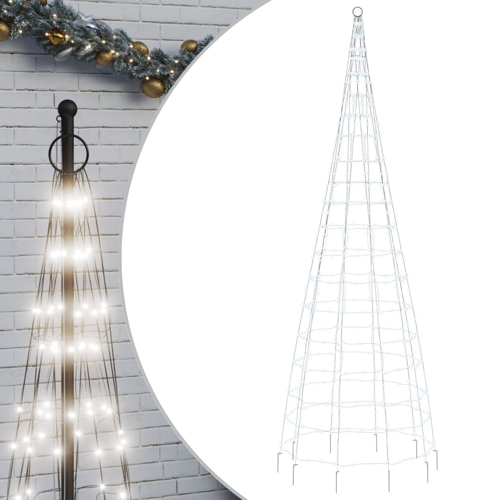  LED-Weihnachtsbaum für Fahnenmast 550 LEDs Kaltweiß 300 cm