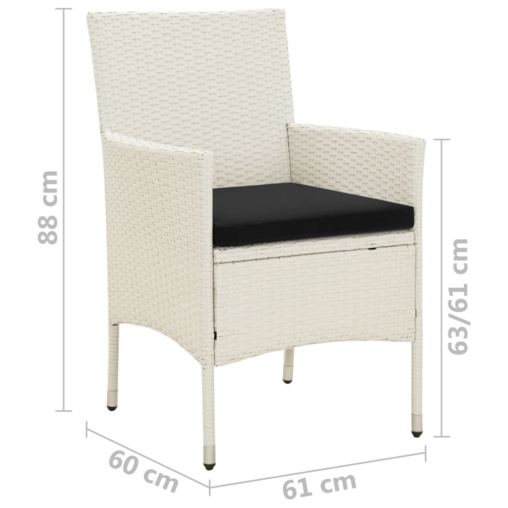  Gartenstühle mit Kissen 4 Stk. Poly Rattan Weiß
