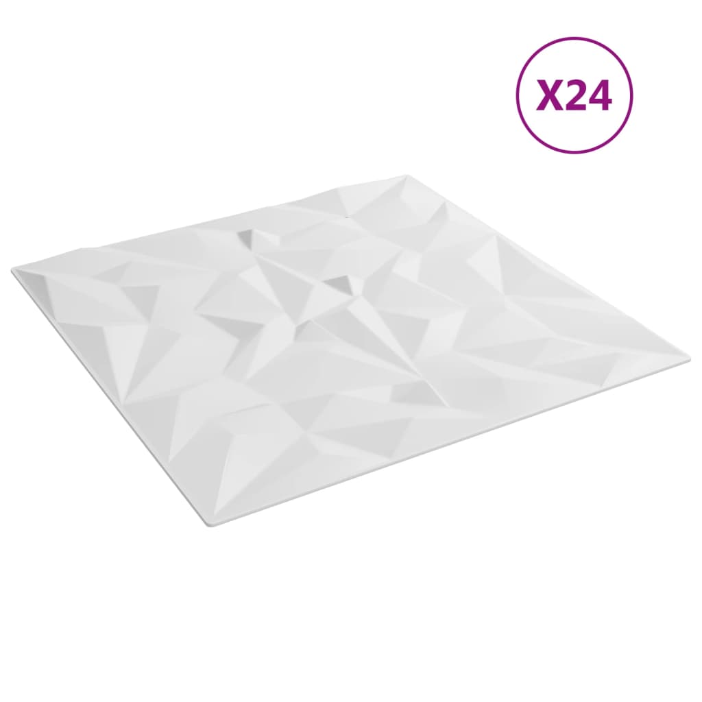  Wandpaneele 24 Stk. Weiß 50x50 cm XPS 6 m² Amethyst