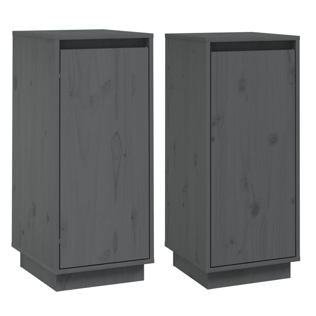  Sideboards 2 Stk. Grau 31,5x34x75 cm Massivholz Kiefer