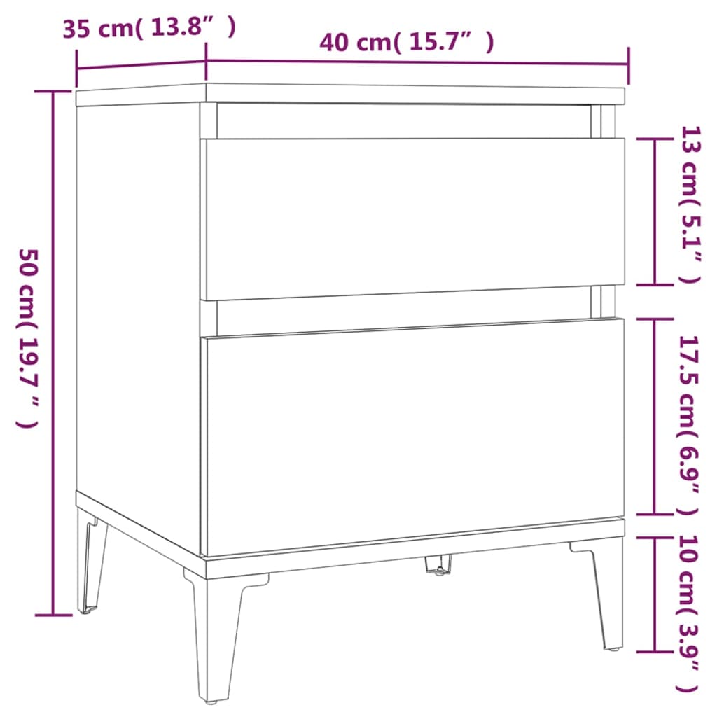  Nachttisch Hochglanz-Weiß 40x35x50 cm