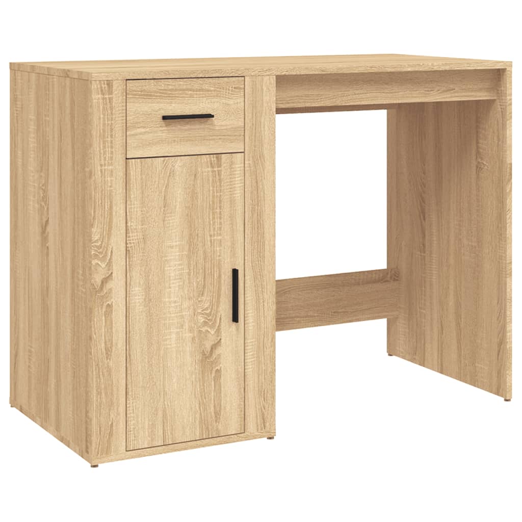  Schreibtisch mit Stauraum Sonoma-Eiche Holzwerkstoff