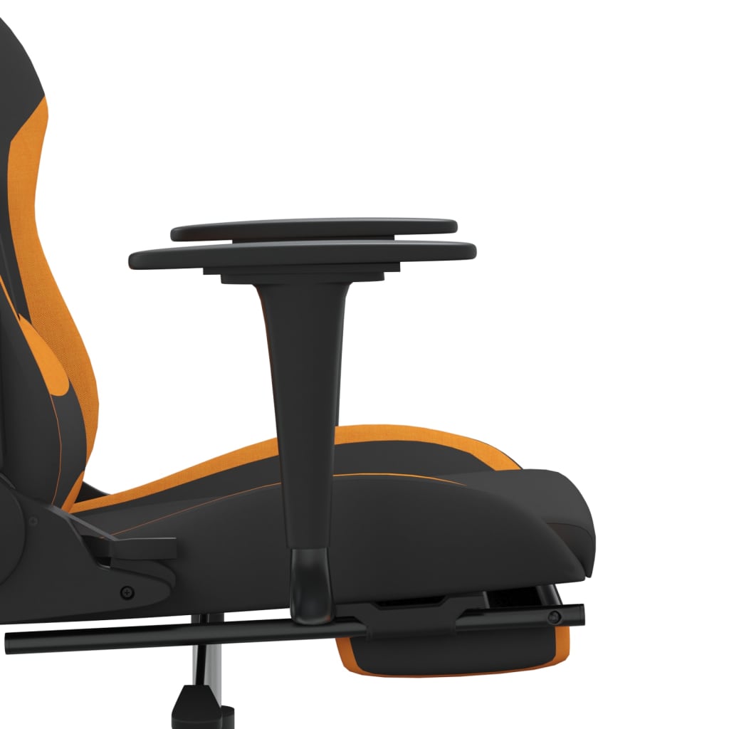  Gaming-Stuhl mit Fußstütze Schwarz und Orange Stoff