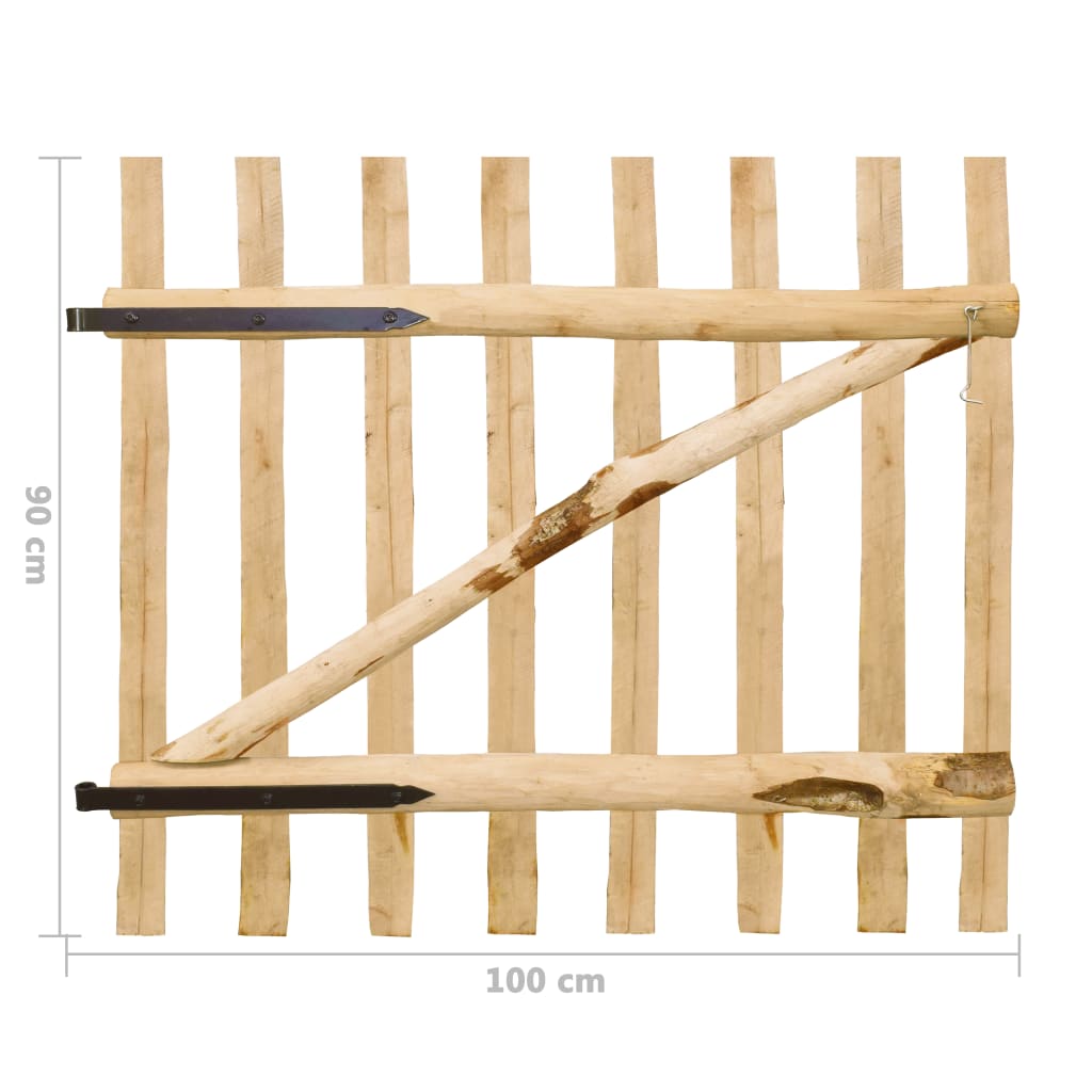  Zauntor Einflügelig Haselnussholz 100x90 cm