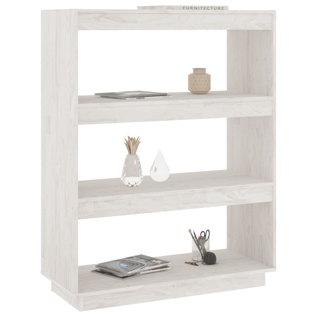  Bücherregal/Raumteiler Weiß 80x35x103 cm Massivholz Kiefer