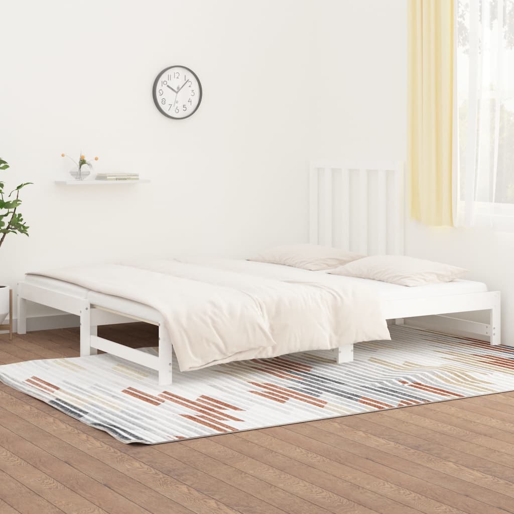 Tagesbett Ausziehbar Weiß 2x(90x200) cm Massivholz Kiefer