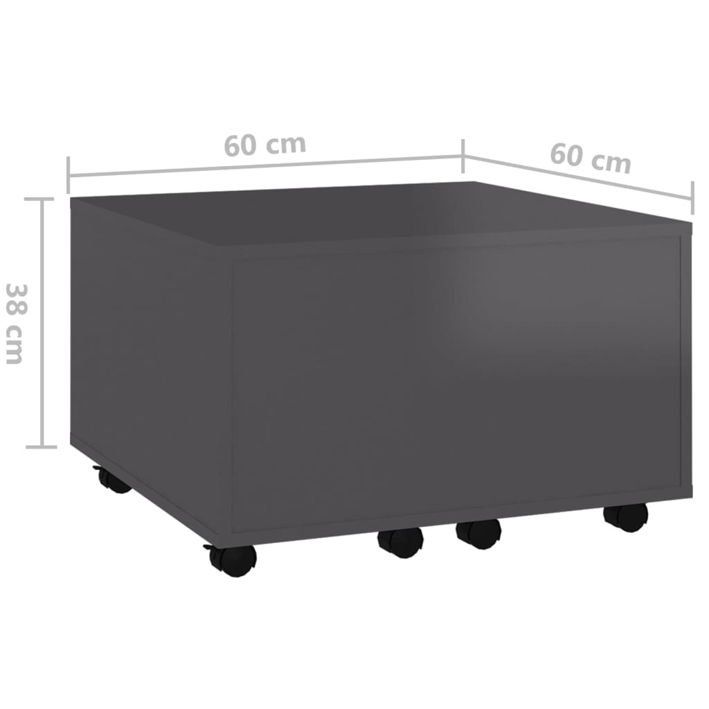  Couchtisch Hochglanz-Grau 60x60x38 cm Holzwerkstoff