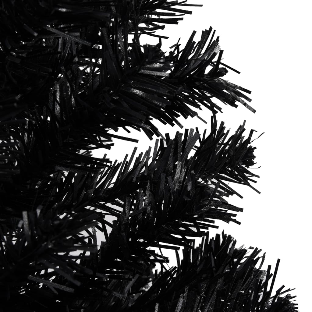  Künstlicher Weihnachtsbaum Beleuchtung & Kugeln Schwarz 210 cm