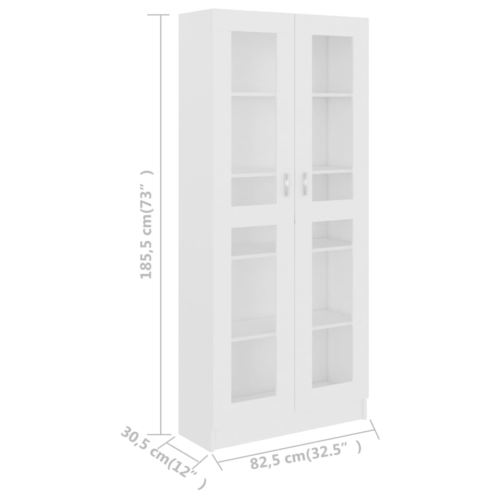  Vitrinenschrank Weiß 82,5x30,5x185,5 cm Holzwerkstoff