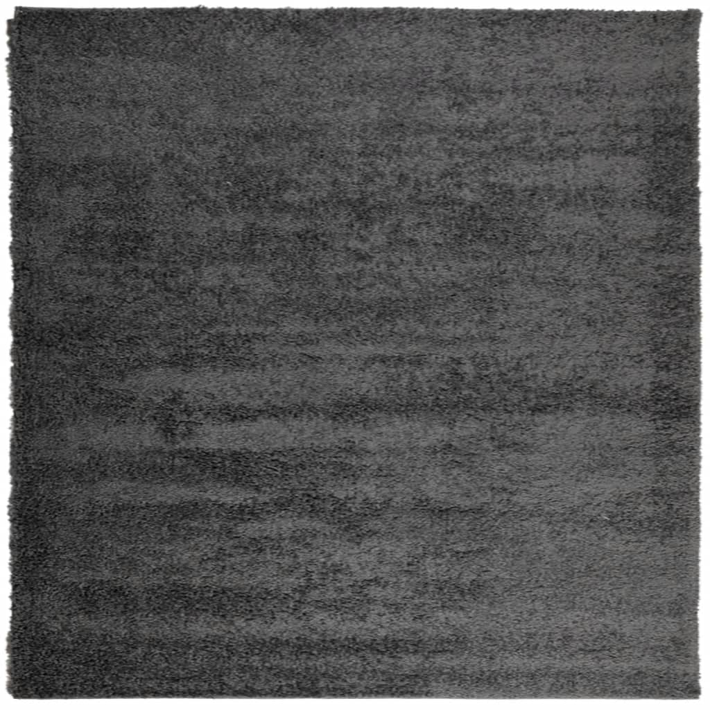  Teppich Shaggy Hochflor Modern Anthrazit 200x200 cm