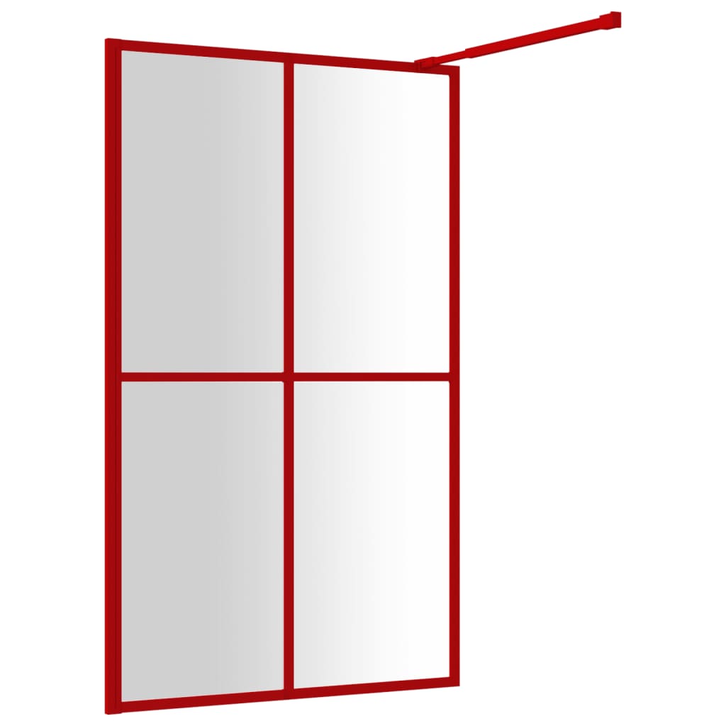  Duschwand für Begehbare Dusche mit ESG Klarglas Rot 118x195 cm