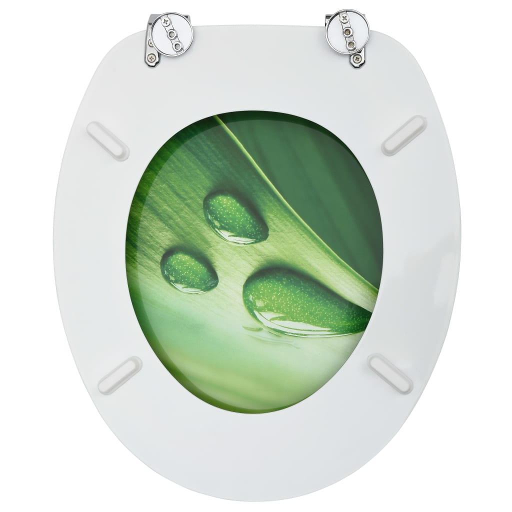  Toilettensitze mit Deckel 2 Stk. MDF Grün Wassertropfen-Design