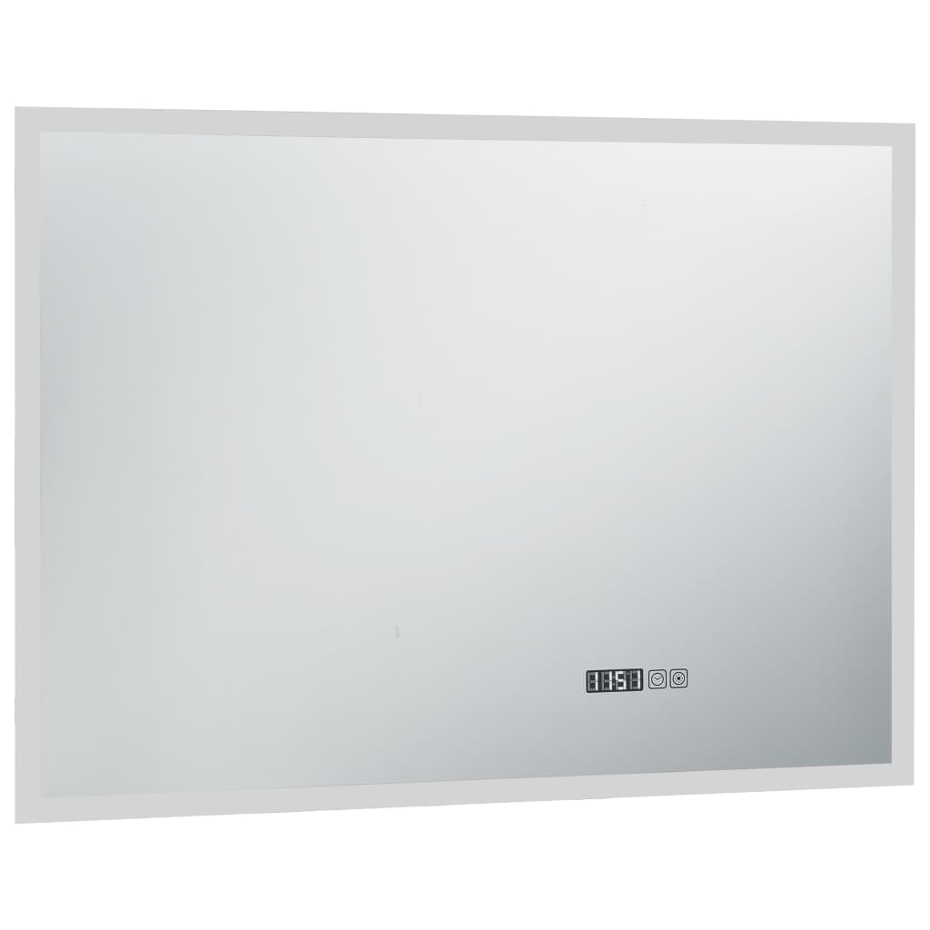  LED-Badspiegel mit Berührungssensor und Zeitanzeige 100x60 cm