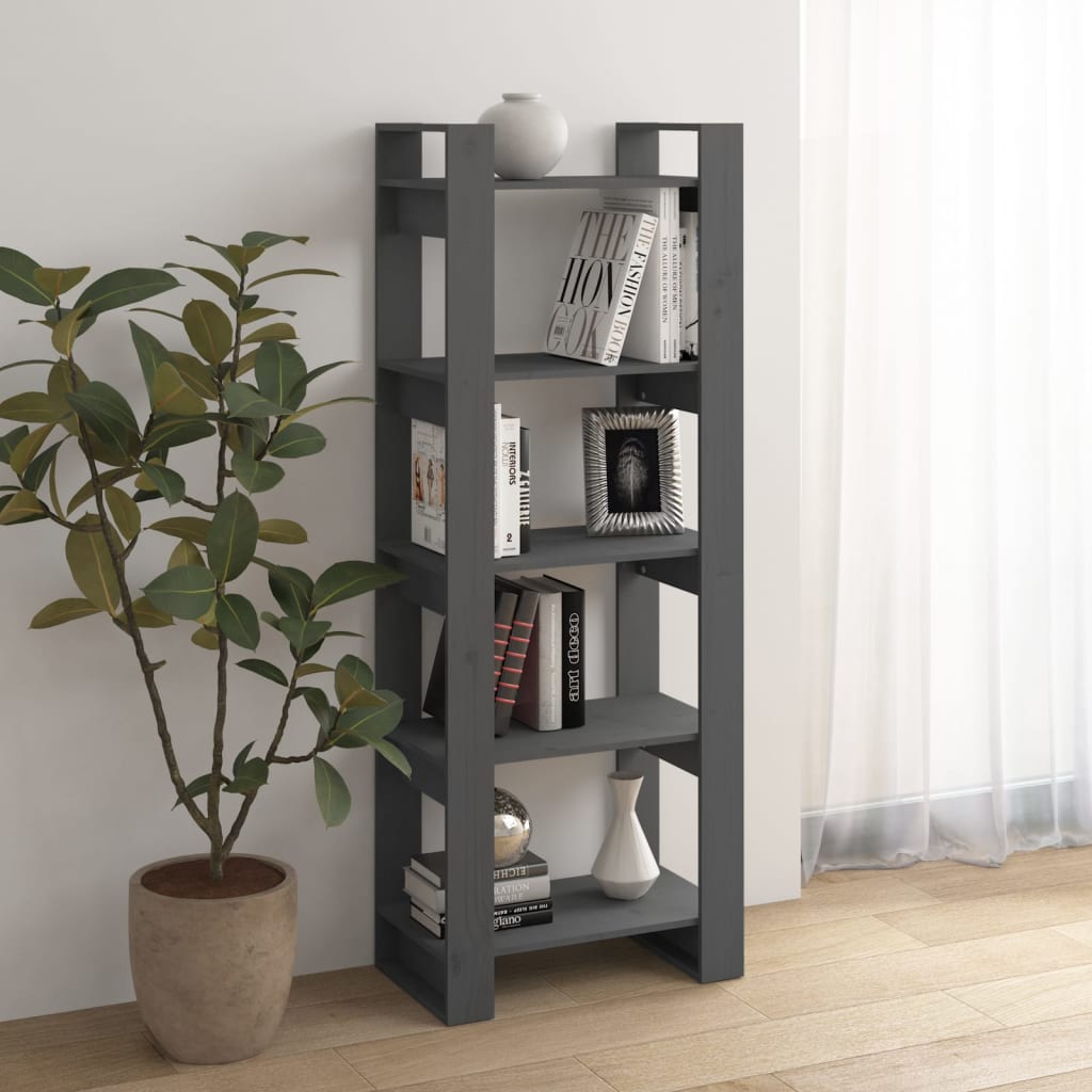  Bücherregal/Raumteiler Grau 60x35x160 cm Massivholz