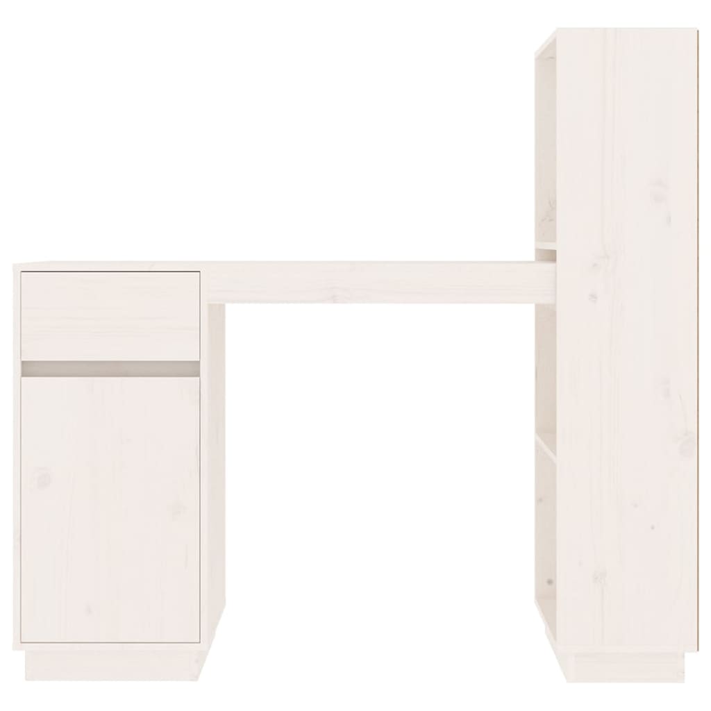  Schreibtisch Weiß 110x53x117 cm Massivholz Kiefer