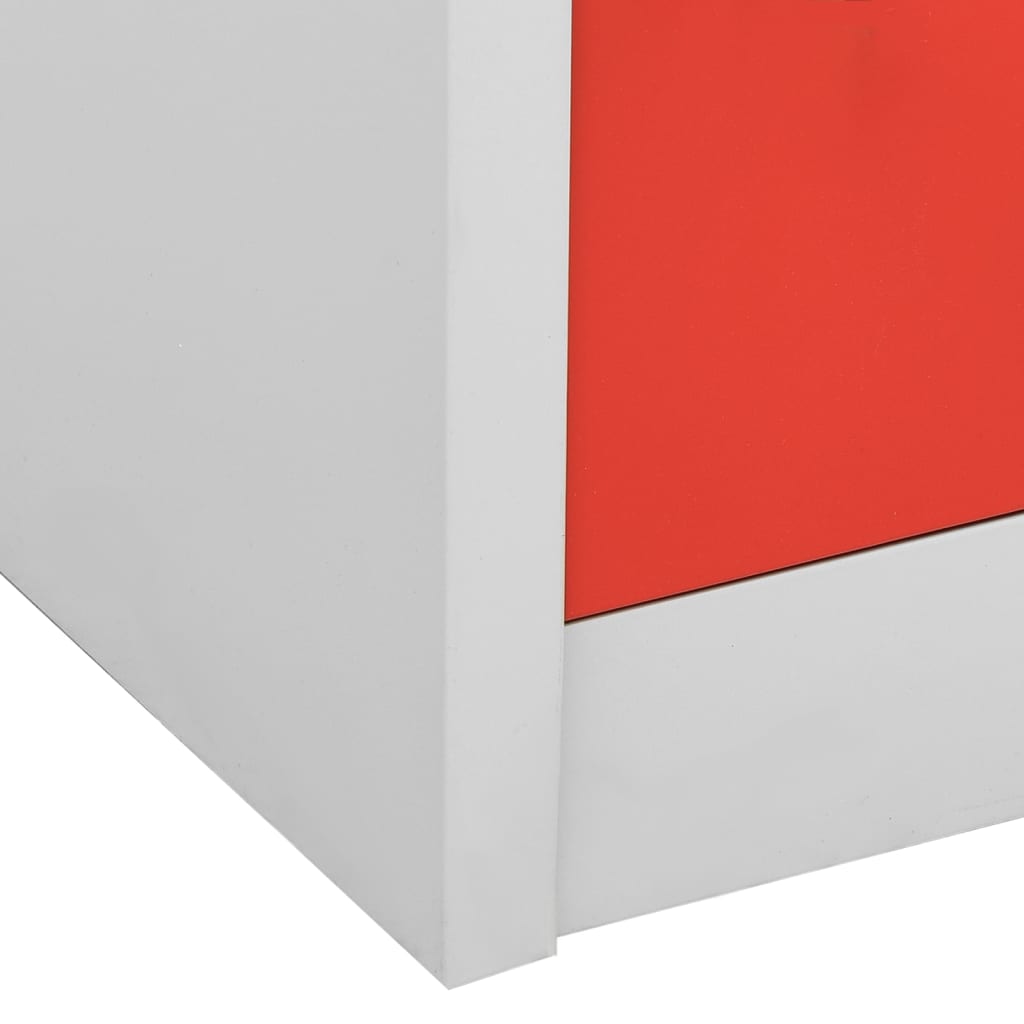  Schließfachschrank Hellgrau und Rot 90x45x92,5 cm Stahl