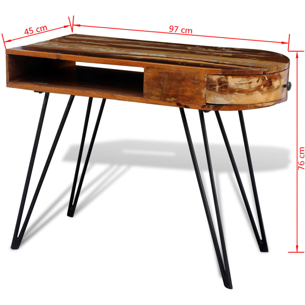  Schreibtisch Altholz Massiv mit Eisenbeinen