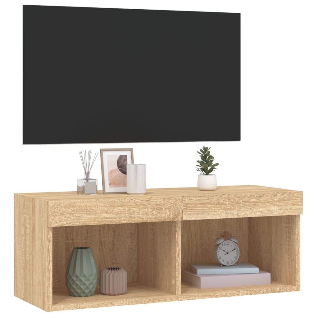  TV-Schrank mit LED-Leuchten Sonoma-Eiche 80x30x30 cm