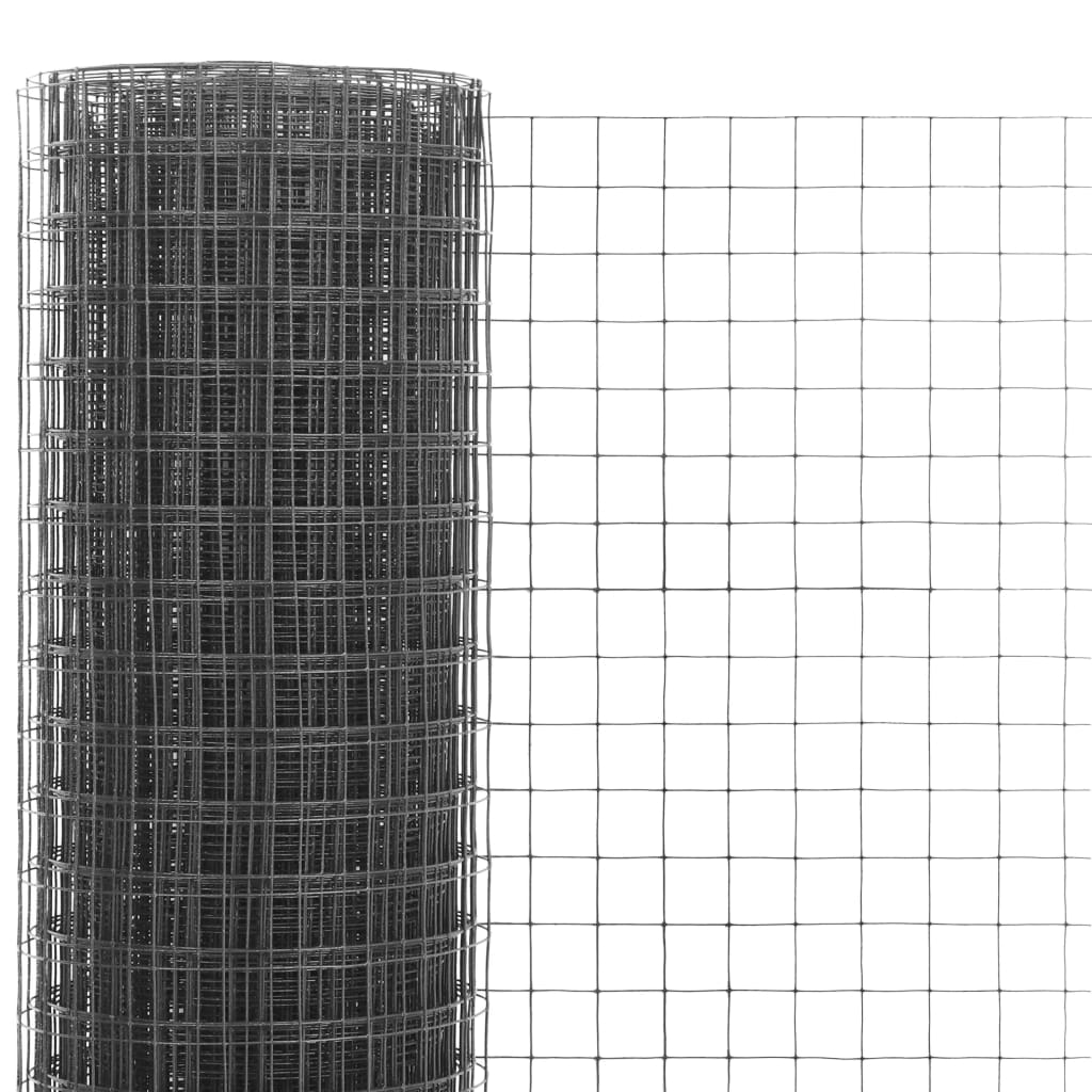  Drahtzaun Stahl mit PVC-Beschichtung 25x1 m Grau