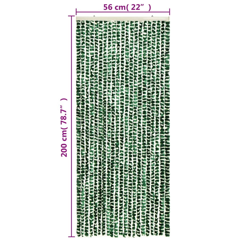  Fliegenvorhang Grün und Weiß 56x200 cm Chenille