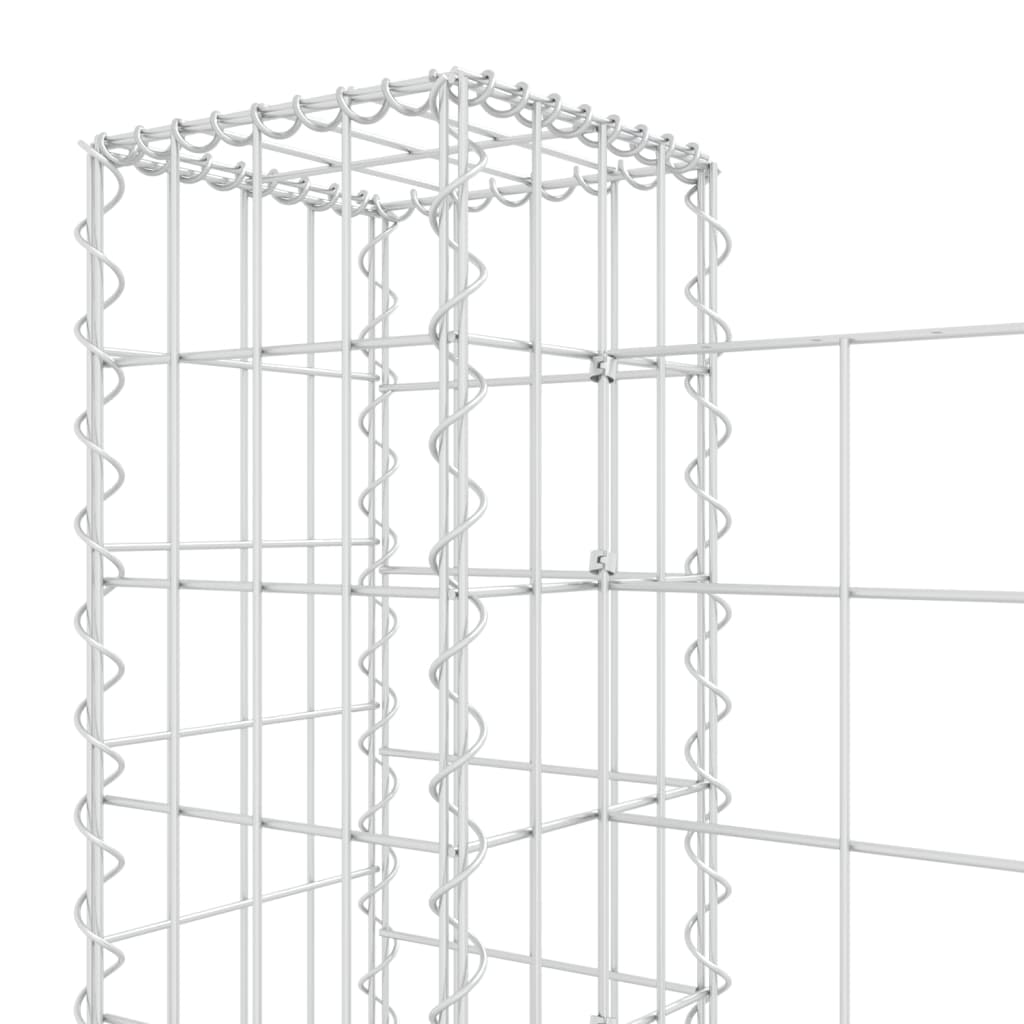  Gabionenkorb U-Form mit 2 Säulen Eisen 140x20x100 cm