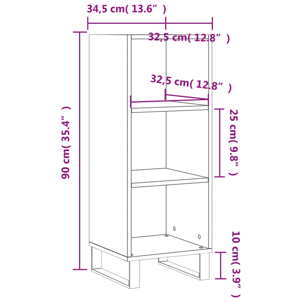  Sideboard Räuchereiche 34,5x32,5x90 cm Holzwerkstoff