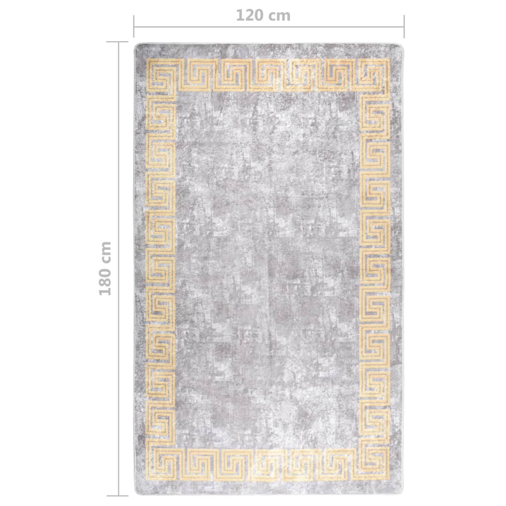  Teppich Waschbar Grau 120x180 cm Rutschfest