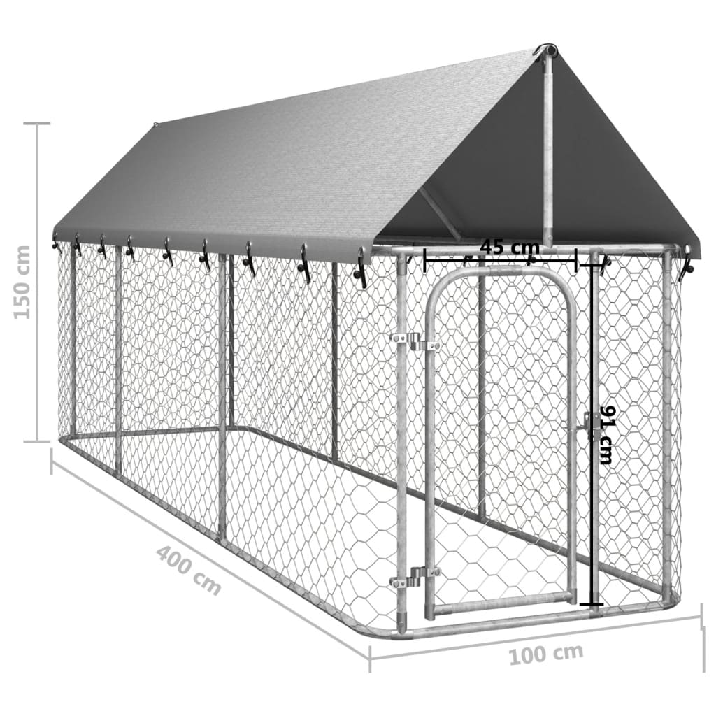  Outdoor-Hundezwinger mit Dach 400x100x150 cm