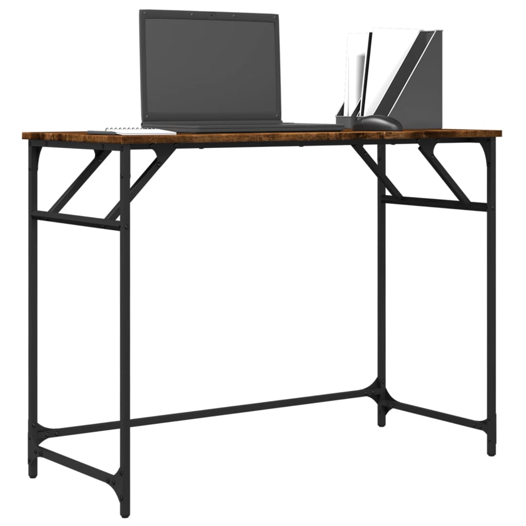  Schreibtisch Räuchereiche 100x45x76 cm Holzwerkstoff und Stahl