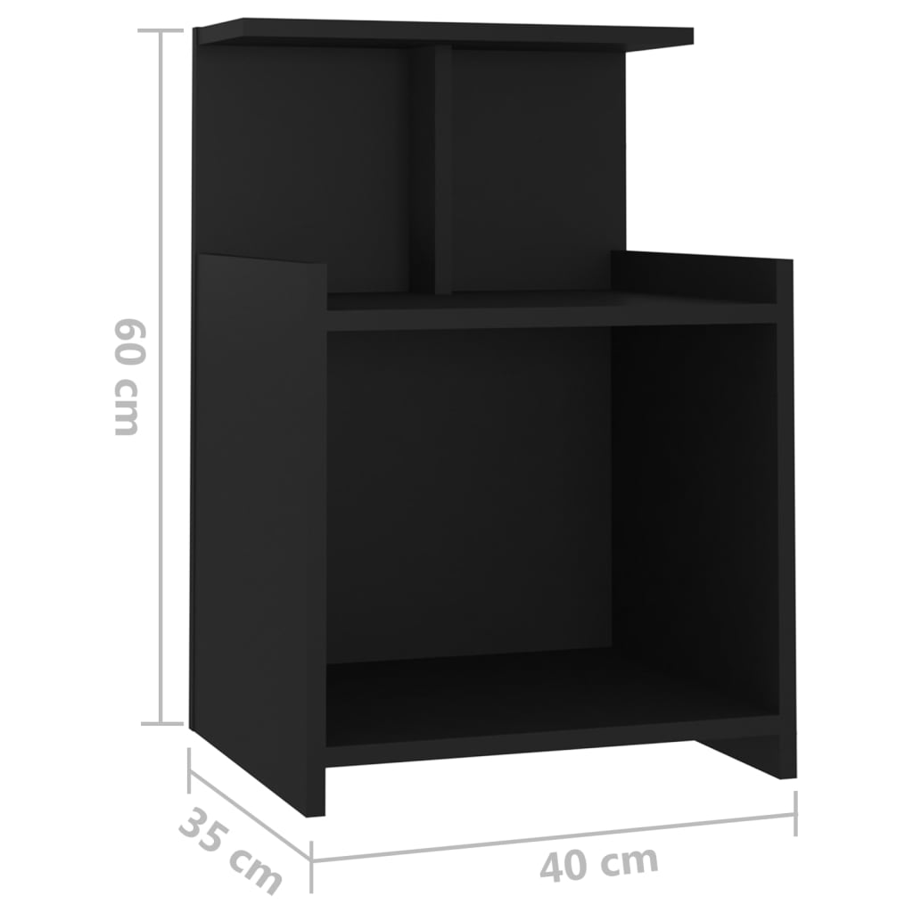  Nachttisch Schwarz 40x35x60 cm Holzwerkstoff