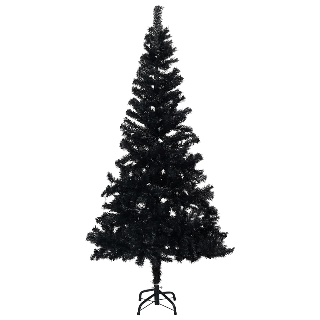  Künstlicher Weihnachtsbaum Beleuchtung & Kugeln Schwarz 150 cm