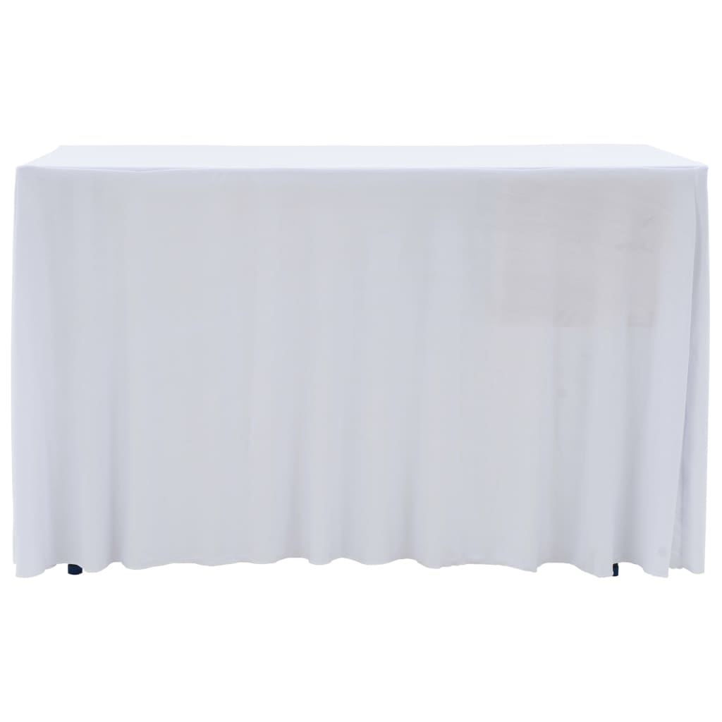  2 Stück Stretch-Tischdecken mit Rand Weiß 243 x 76 x 74 cm
