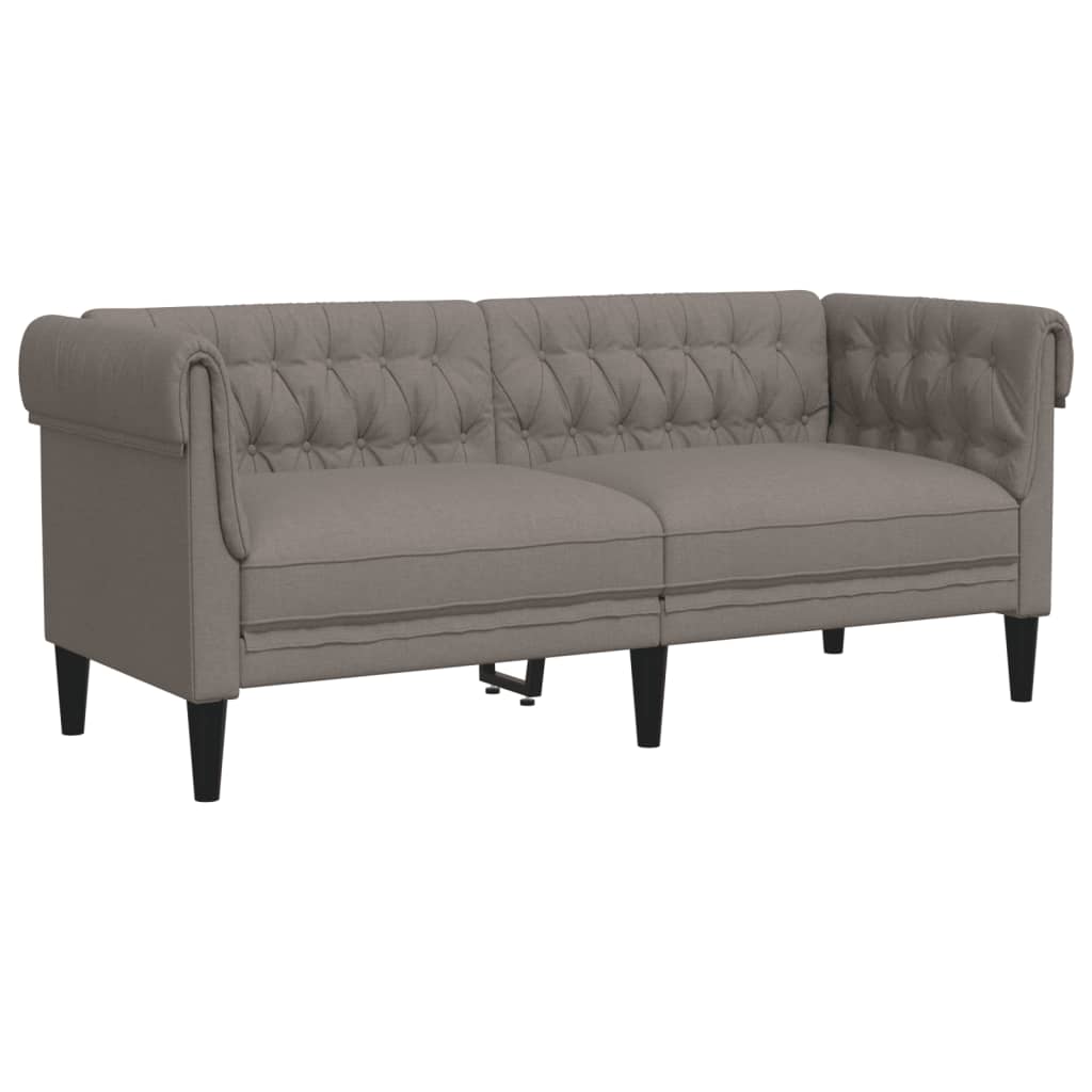  Chesterfield-Sofa 2-Sitzer Taupe Stoff