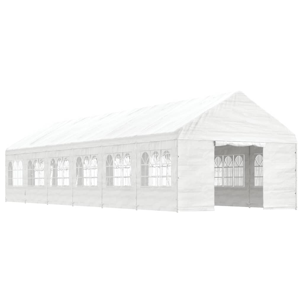  Pavillon mit Dach Weiß 13,38x4,08x3,22 m Polyethylen