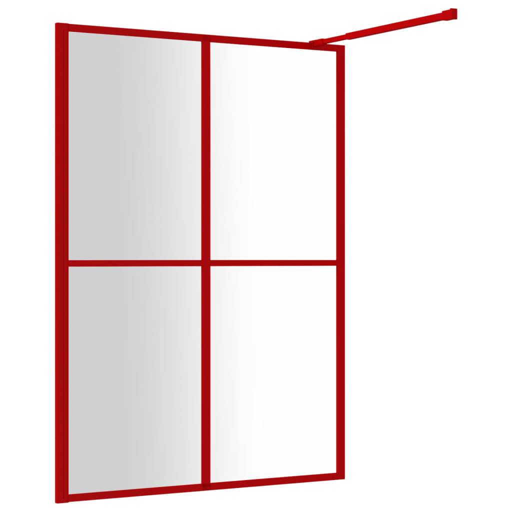  Duschwand für Begehbare Dusche mit ESG Klarglas Rot 140x195 cm