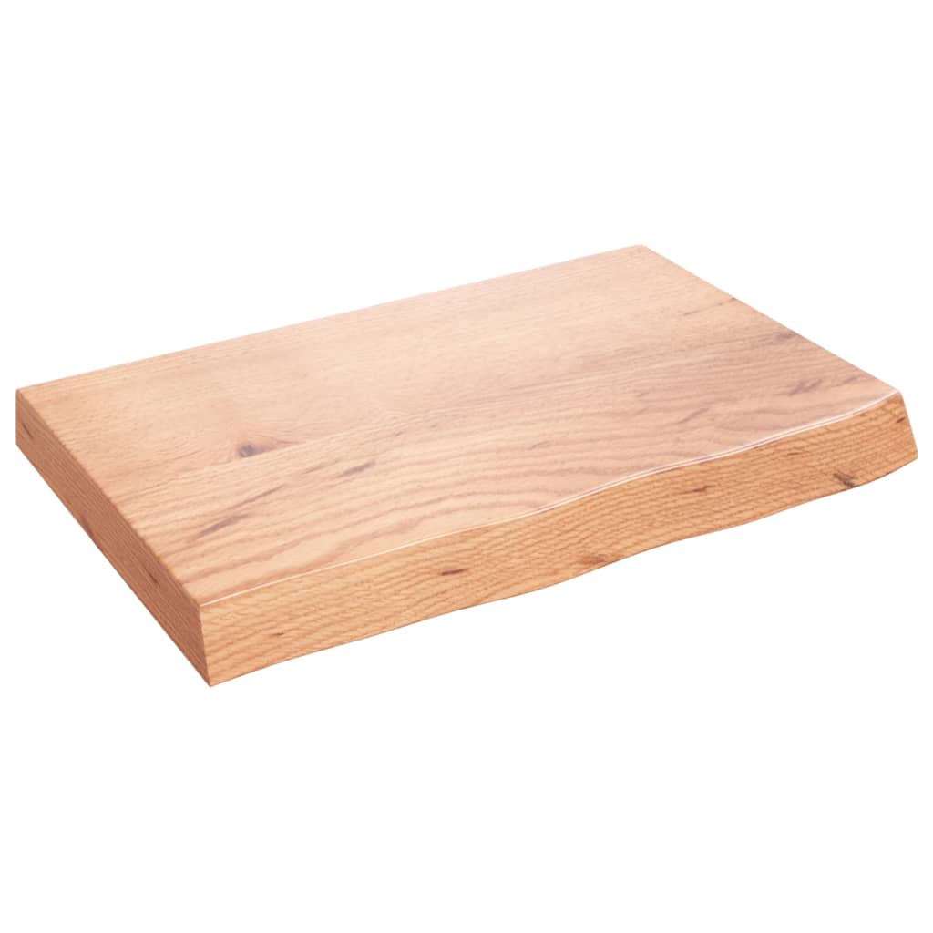  Tischplatte Hellbraun 60x40x(2-6) cm Massivholz Eiche Behandelt