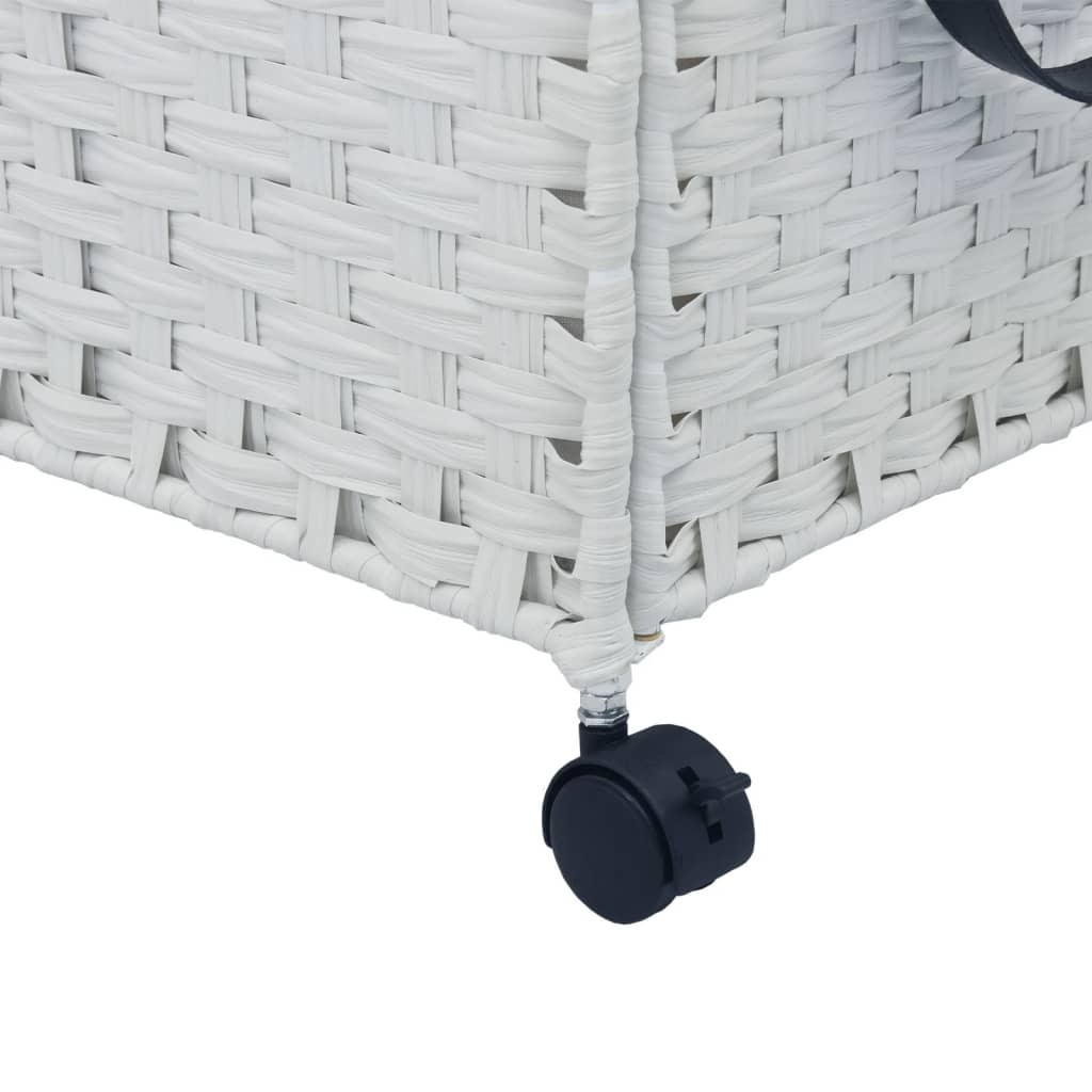 Wäschekorb mit Rollen Weiß 60x35x60,5 cm Rattan
