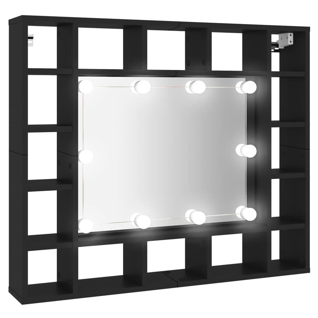  LED-Spiegelschrank Schwarz 91x15x76,5 cm