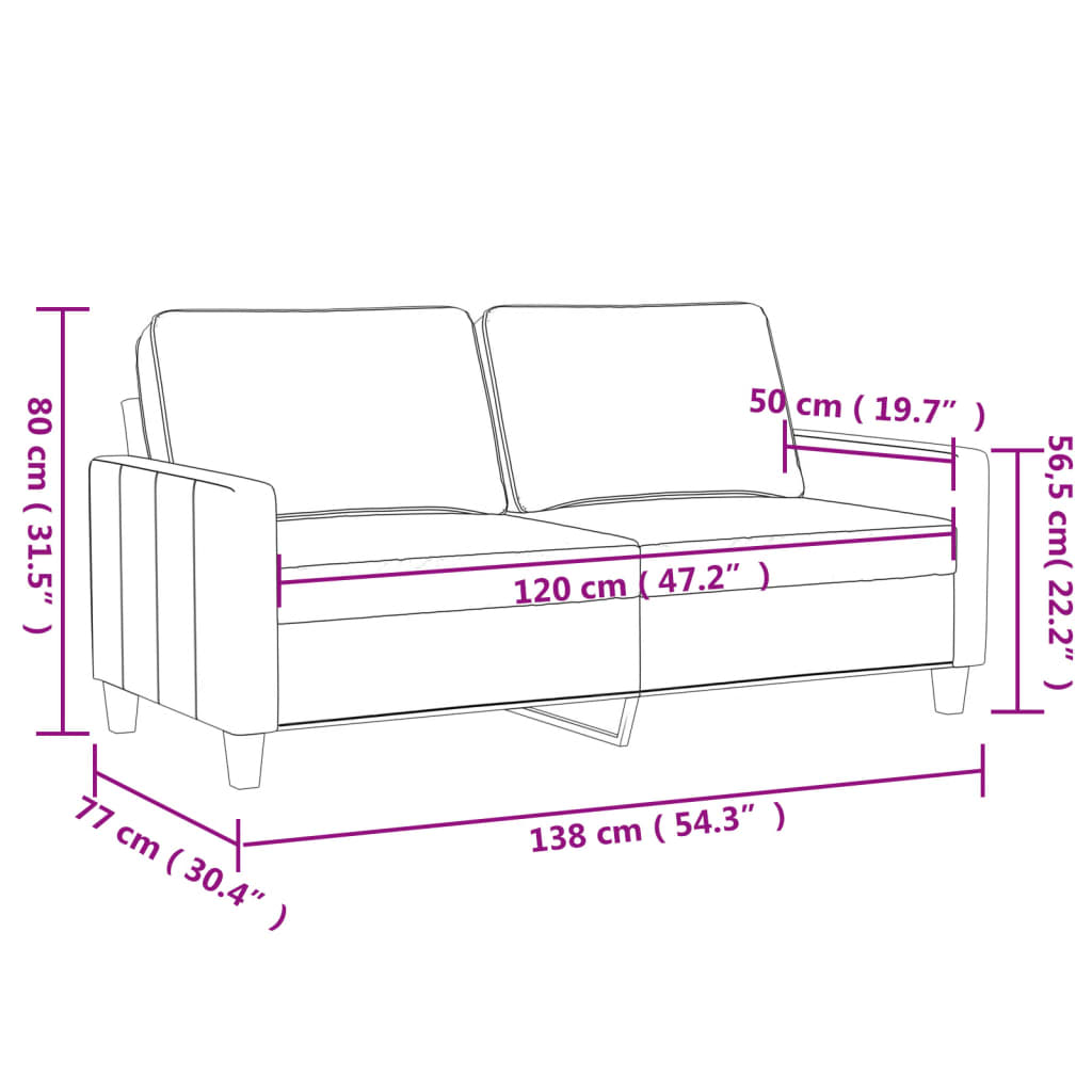  2-Sitzer-Sofa Schwarz 120 cm Samt
