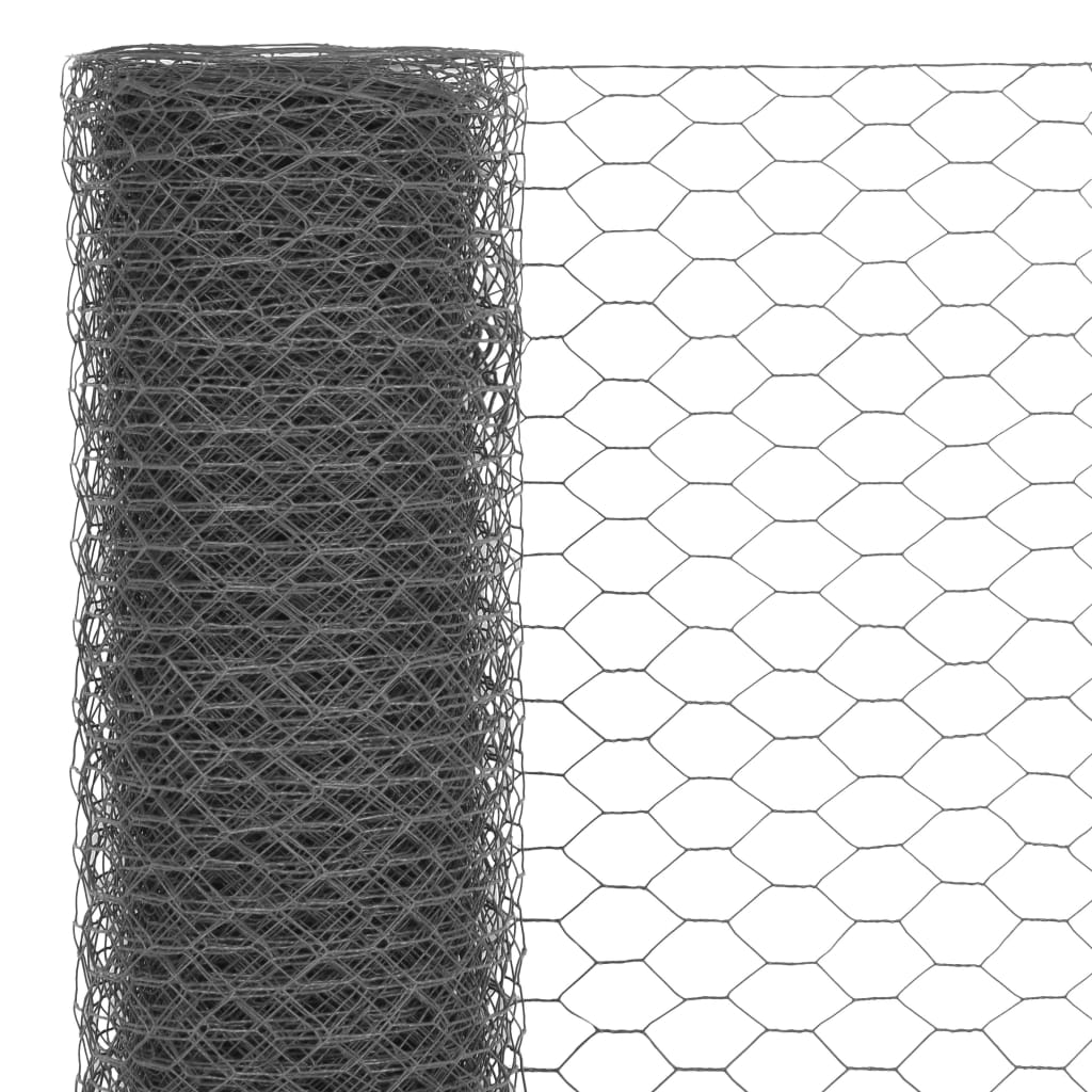  Drahtzaun Stahl mit PVC-Beschichtung 25x1,2 m Grau
