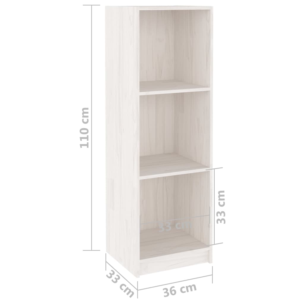  Bücherregal/Raumteiler Weiß 36x33x110 cm Massivholz Kiefer