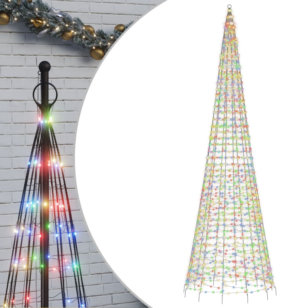  LED-Weihnachtsbaum für Fahnenmast 1534 LEDs Mehrfarbig 500 cm