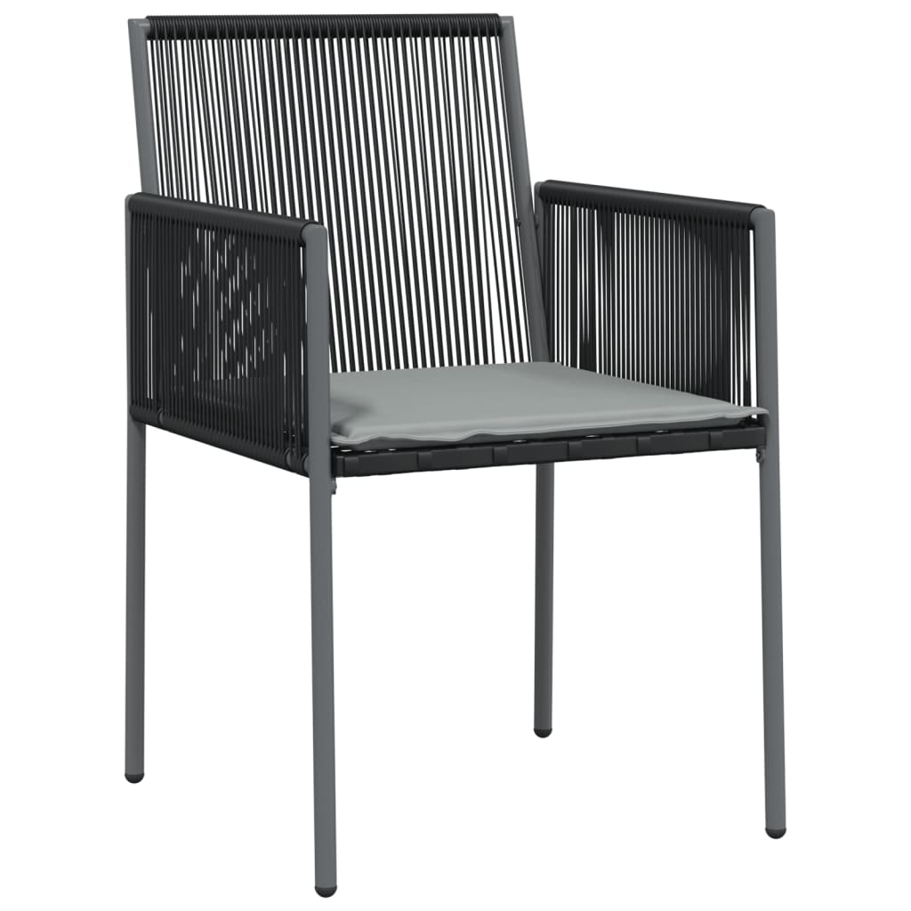 Gartenstühle mit Kissen 2 Stk. Schwarz 54x60,5x83,5 cm