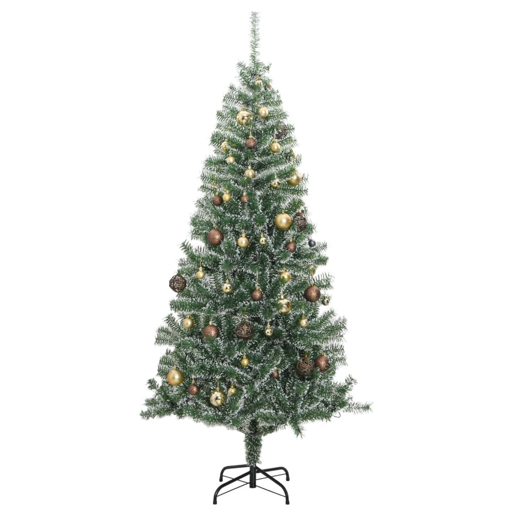  Künstlicher Weihnachtsbaum 300 LEDs & Kugeln Beschneit 240 cm