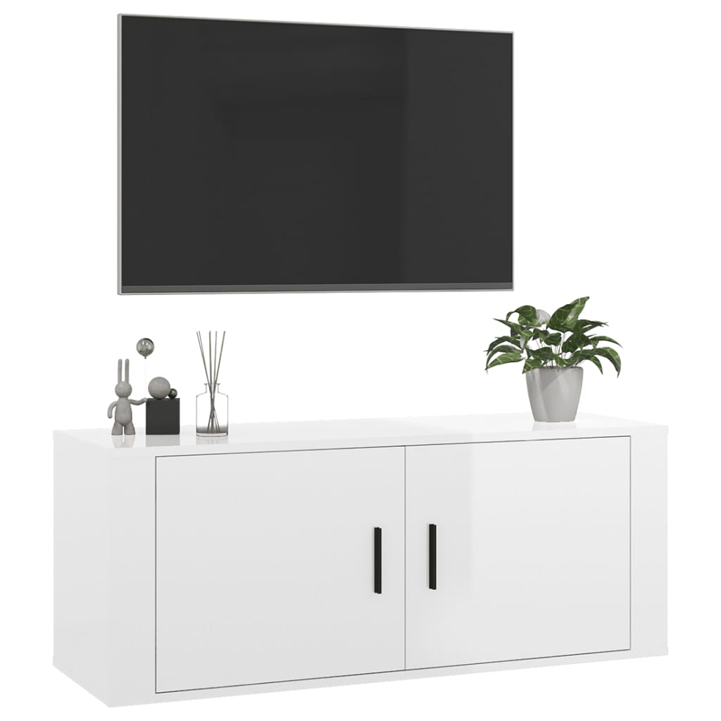  TV-Wandschrank Hochglanz-Weiß 100x34,5x40 cm