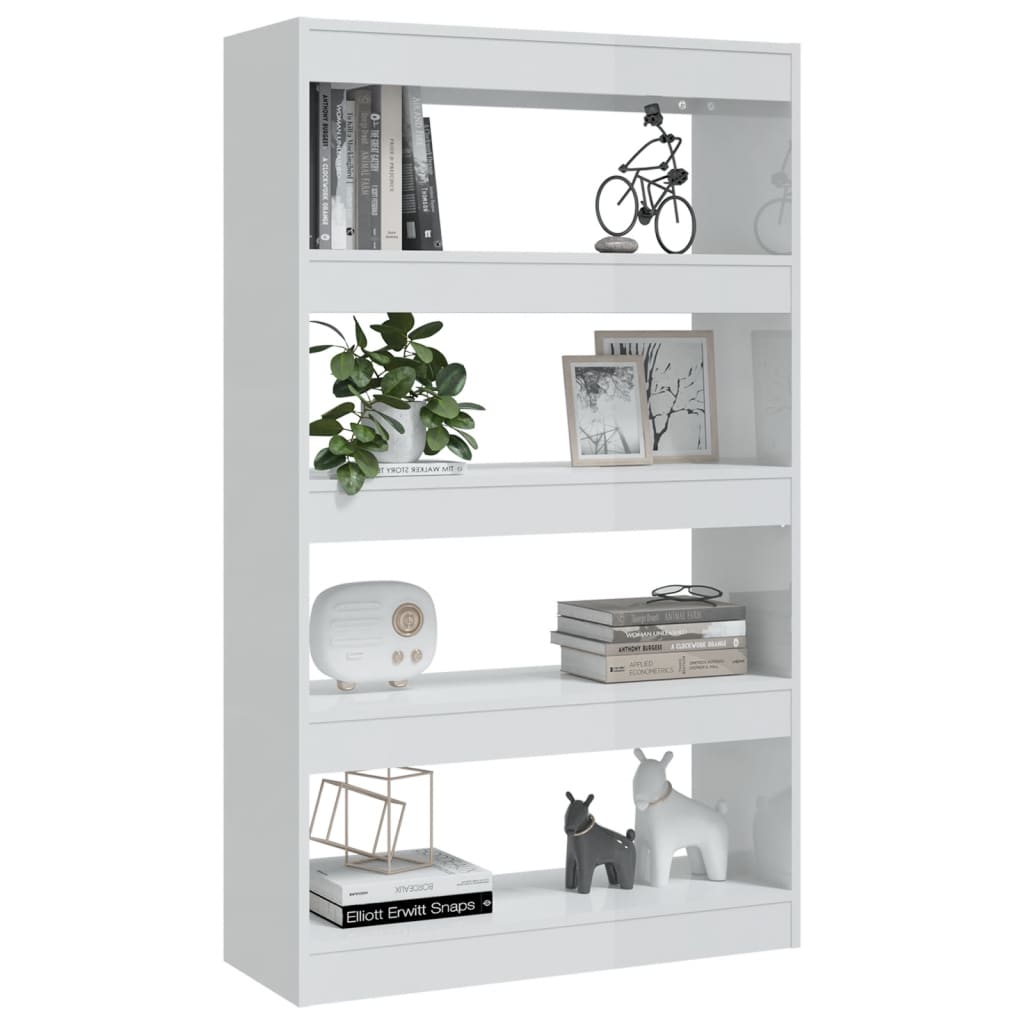  Bücherregal/Raumteiler Hochglanz-Weiß 80x30x135cm Holzwerkstoff